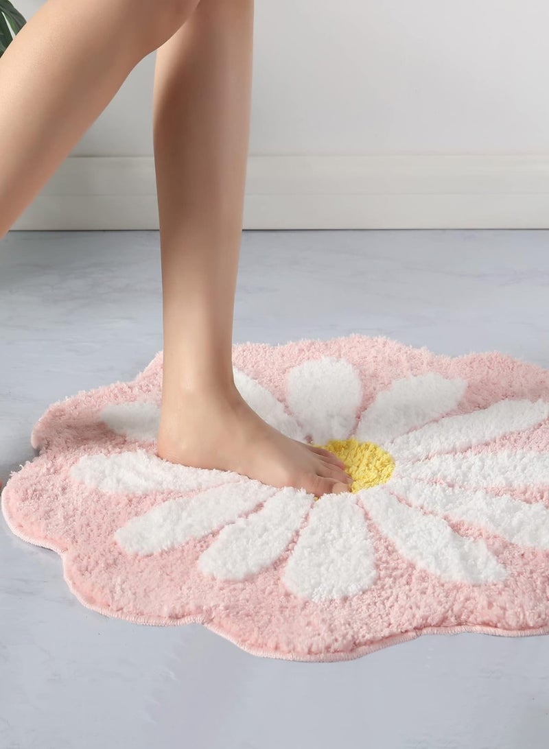 LOOPITYS Cute bathroom mat, pink flower carpet, absorbent anti slip mat, soft machine washed carpet, suitable for bedroom, kitchen, bathroom, and toilet flooring - Image 4